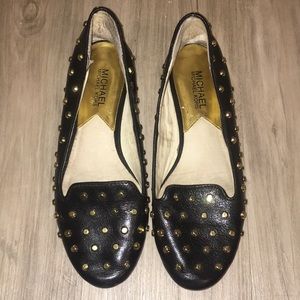 MK black loafers w/ gold stud detailing ✨